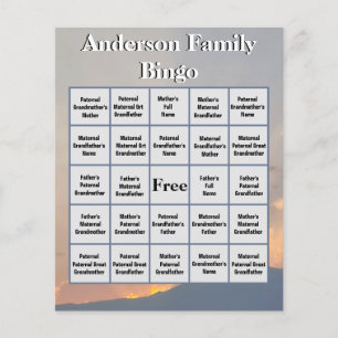 Papier Bingo photo Orange Sunset et Mountain Family