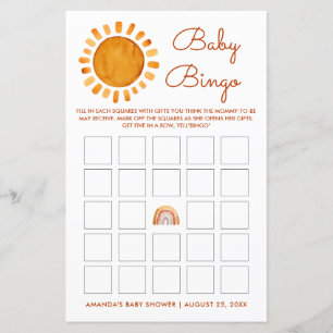 Papier Bingo pour bébé personnalisé Yellow Sunshine