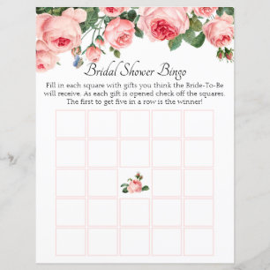 Papier Bingo pour enterrement de vie de jeune fille Rose 
