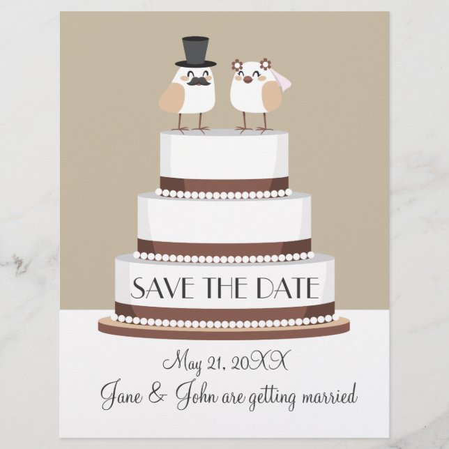 Papier Birds Love Mariage Cake (Devant)