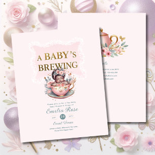 Papier Black Baby Girl brasse Tea Party Shower Floral