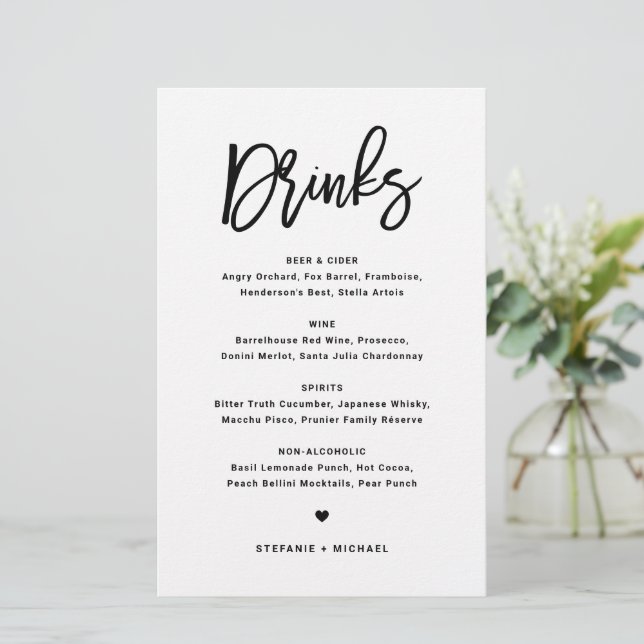 Papier Black Bold Modern Calligraphy Mariage Boissons Men (Debout devant)