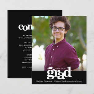 Papier Black Budget Photo Graduation Audacieux Invitation