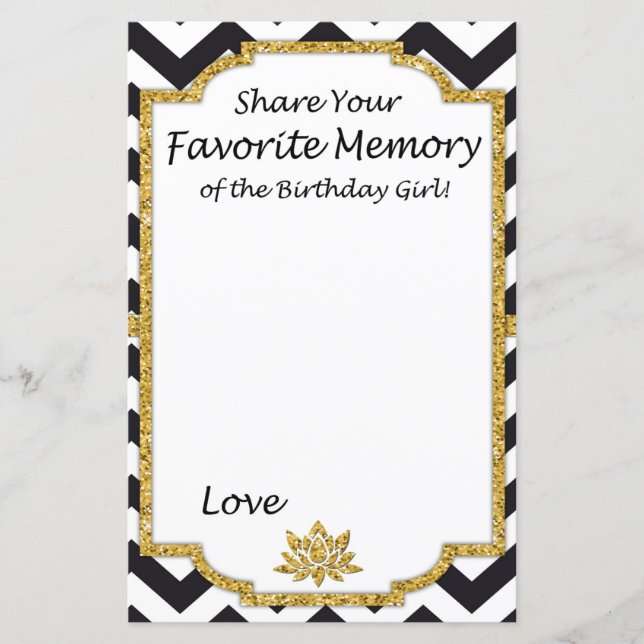 Papier Black Chevron Favorite Mémoire de l'anniversaire (Devant)