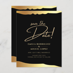 Papier Black Cravate Mariage Gold Foil Script Élégant évé