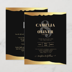 Papier Black Cravate Mariage Gold Foil Script Élégant évé