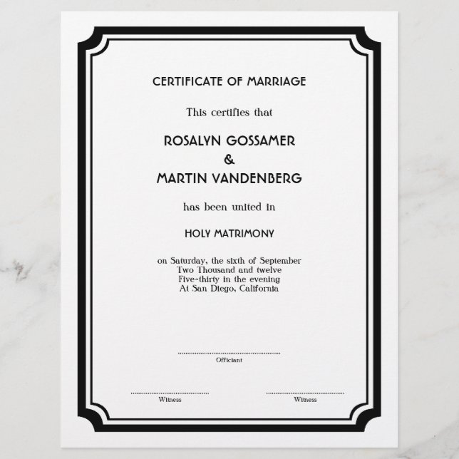 Papier Black Deco frame keepsaké certificat de fin ecru (Devant)
