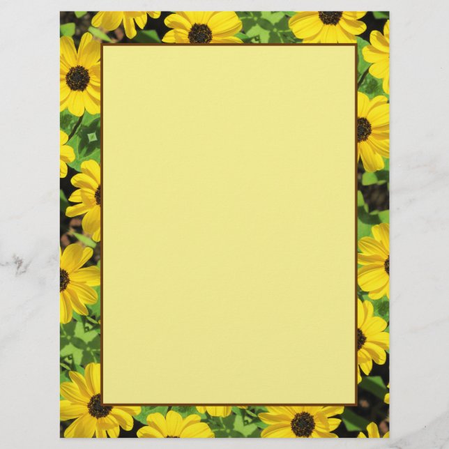 Papier Black Eyed Susan Floral 8,5 x 11 Stationnaire (Devant)