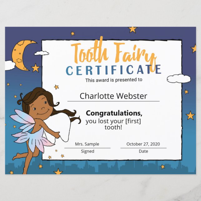 Papier Black Fairy Clip Art First Looth Certificat (Devant)