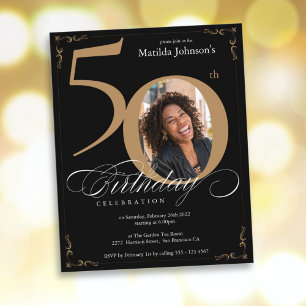 Papier Black Gold Photo Budget 50e anniversaire Invitatio