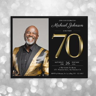 Papier Black Gold Photo Budget 70e anniversaire Invitatio
