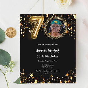 Papier Black gold photo étoiles 70e anniversaire invitati