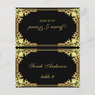 Papier Black Gold Vintage Imprimé Nom Mariage Place Card