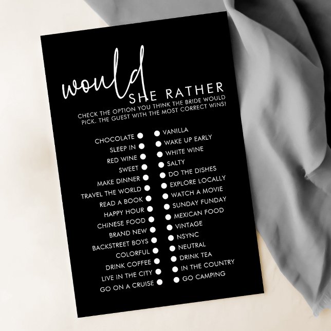 Papier Black Modern Voudrait Elle Plutôt Fête des mariées (Créateur téléchargé)