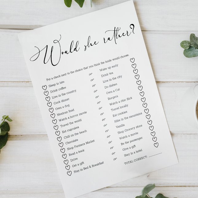 Papier Black Moderne Simple Jeu de Script Elle Préfèrerai (Créateur téléchargé)