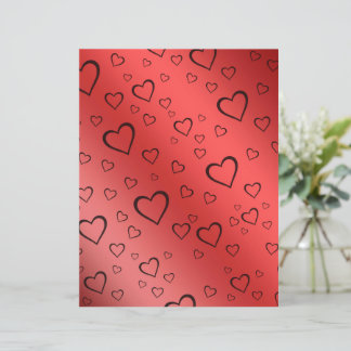 Papier Black Outlines Hearts on Red Ombre Scrapbook Paper