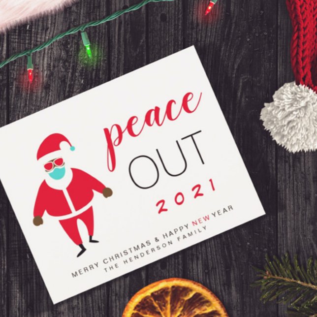Papier Black Santa Peace Out 2021 Funny Christmas Holiday (Créateur téléchargé)