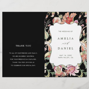 Papier Black   Tropical Floral Mariage Ceremony Program