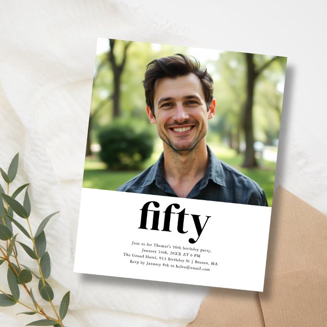 Papier Black & White Cinquante 50e Invitation anniversair (Créateur téléchargé)
