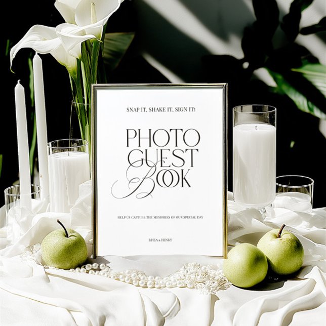 Papier Black & White Modern Classic Photo Guest Book Sign (Black & White Modern Classic Photo Guest Book Sign)