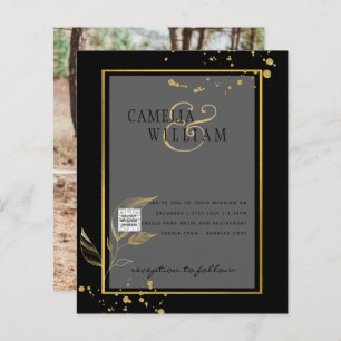 Papier Black White Photo Wedding Inviter QR Code Enregist