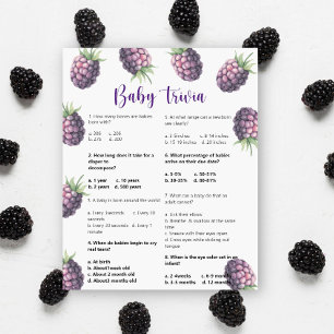 Papier Blackberry Baby Trivia Baby shower Jeu