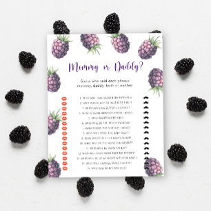 Papier Blackberry - jeu de baby shower maman ou papa