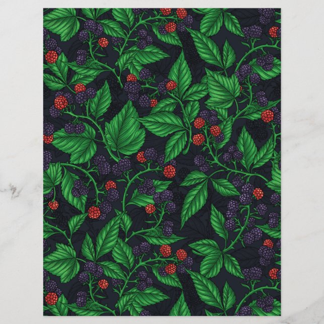 Papier Blackberry sur gris foncé (Devant)