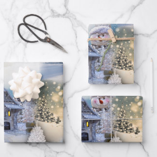 Papier blanc à enveloppement de Noël