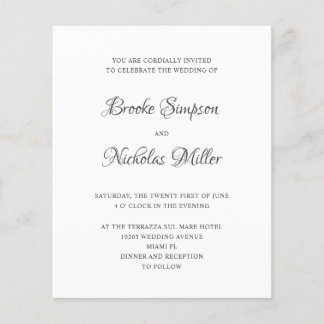 Papier BLANCHE | FAIBLE COÛT Simple Élégant Mariage minim