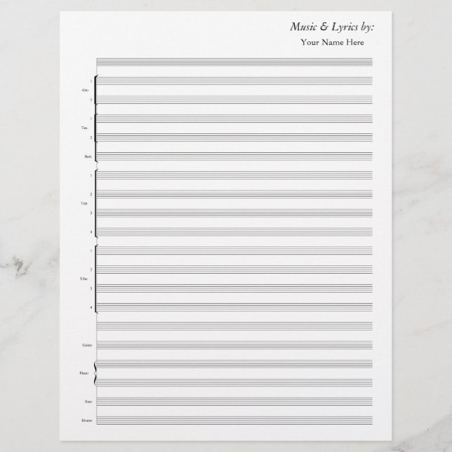 Papier Blank Sheet Music Jazz Band (Devant)