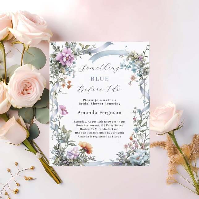 Papier Bleu avant de faire rose invitation de douche nupt (Créateur téléchargé)