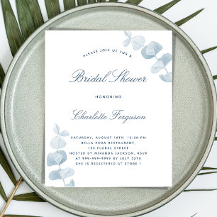 Papier Bleu blanc poussiéreux douche nuptiale invitation 