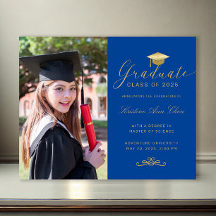 Papier Bleu Budget Gold Formal Script Photo Graduation