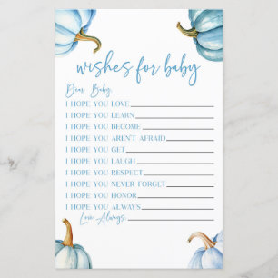Papier Bleu Citrouille Chute des voeux pour Baby shower j