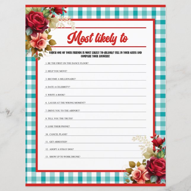 Papier Bleu classique Anniversaire le plus probable Jeu (Devant)