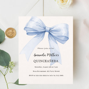 Papier Bleu crème élégante Quinceanera invitation