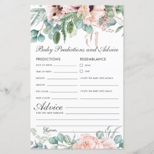 Papier Bleu Floral Baby Prédictions & Conseils Douche