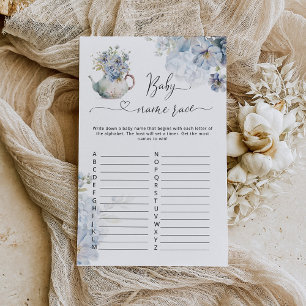 Papier Bleu floral nom race baby shower jeu