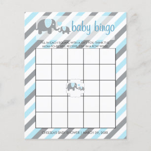 Papier Bleu & Gris Gris Bébé Eléphant Bingo