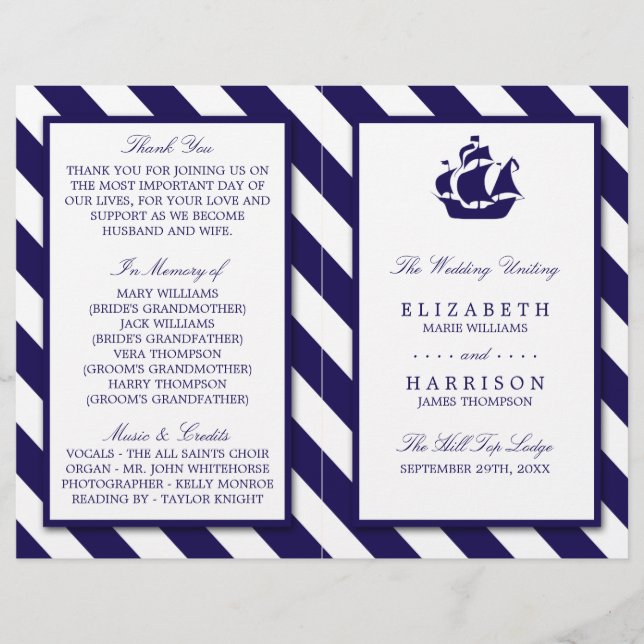 Papier Bleu Mariage de navire marine (Devant)