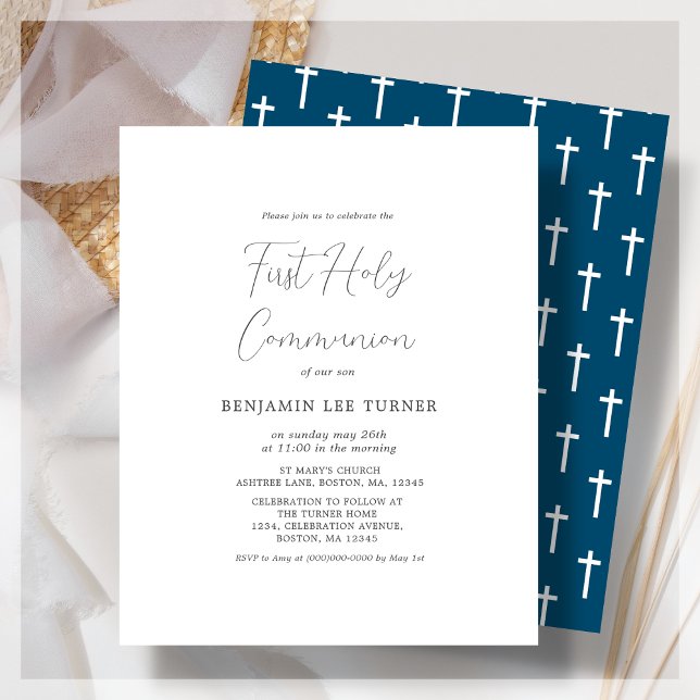 Papier Bleu Marine | Invitation au budget de la première  (Créateur téléchargé)