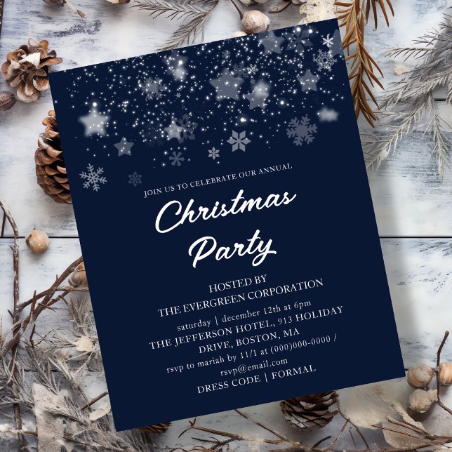 Papier Bleu Noël Party Budget Invitation (Créateur téléchargé)