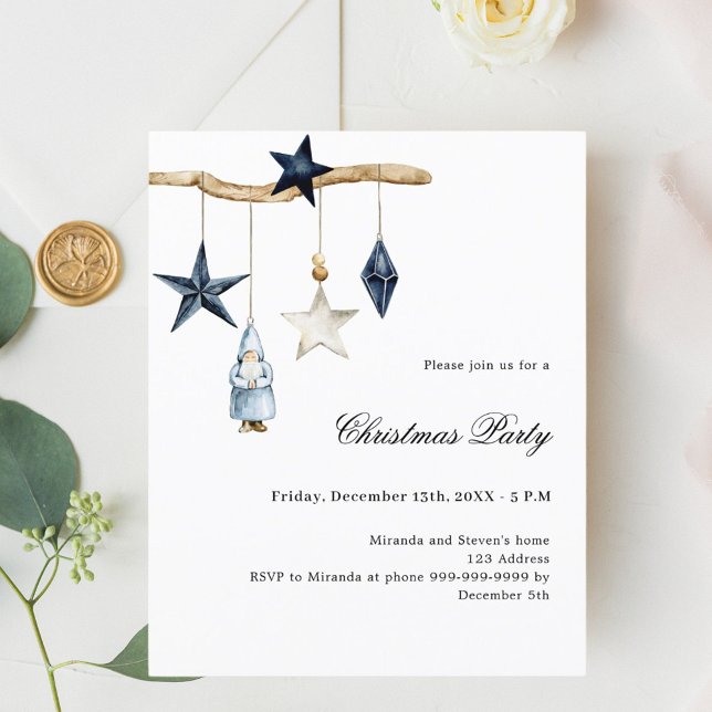 Papier Bleu nordic simple invitation de fête de Noël (Créateur téléchargé)