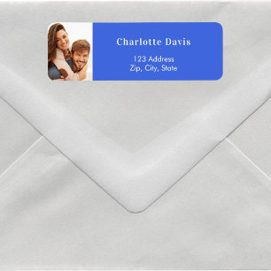 Papier bleu roi photo adresse de retour de mariage