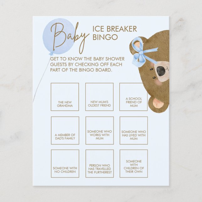 Papier Bleu Teddy peut attendre bébé Bingo brise glace (Devant)