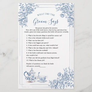 Papier Bleu Victorian Garden Thé nuptial Ce que dit Groom