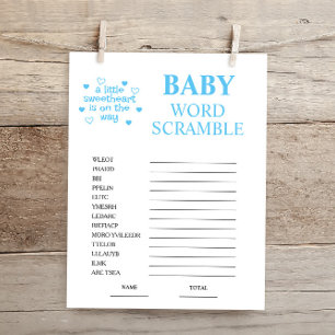 Papier Bleu Word Scramble Baby shower Jeu