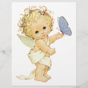 Papier Blonde Ange bébé avec un papillon.