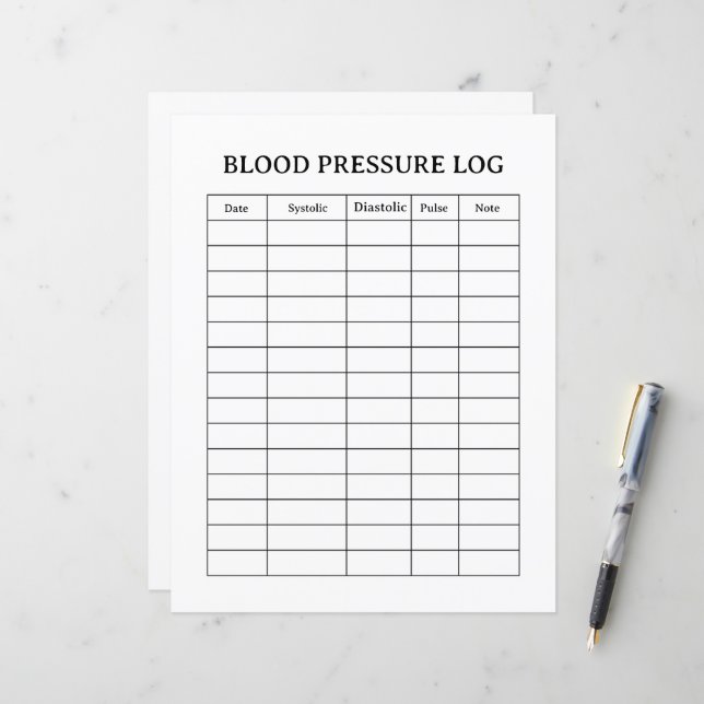 PAPIER BLOOD PRESSURE LOG  (Devant/Arrière en situation)